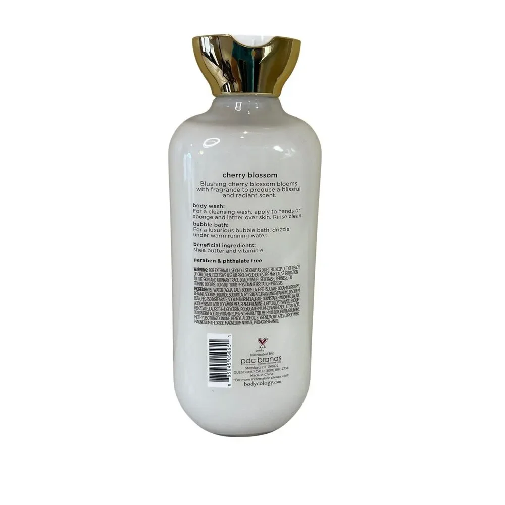 Cherry Blossom by Bodycology, 2Pack 16oz 2 in 1 Body Wash & Bubble Bath w/Loofah